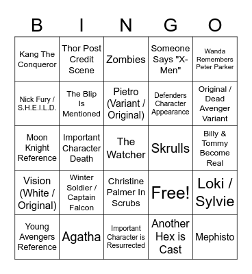 Dr Stange: Multiverse of Madness Bingo Card