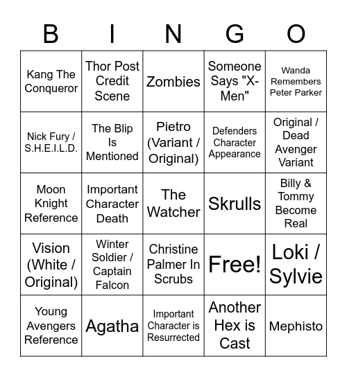 Dr Stange: Multiverse of Madness Bingo Card
