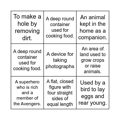Austin's Bingo Card