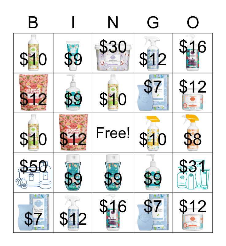 Scentsy Bingo Card