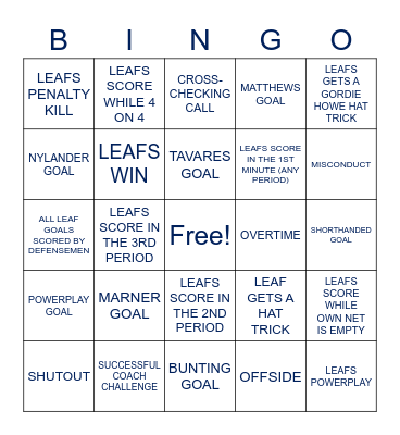 Leafs Bingo: 2022 Playoffs Bingo Card