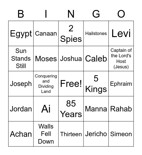 Book of Joshua Bingo Card