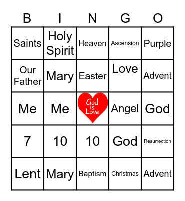 God is Love Bingo Card