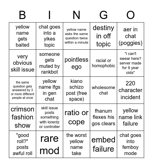 gen chat bingo Card