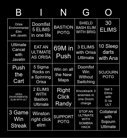 Emongg Overwatch 2 Beta Bingo Card