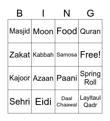 eid Bingo Card