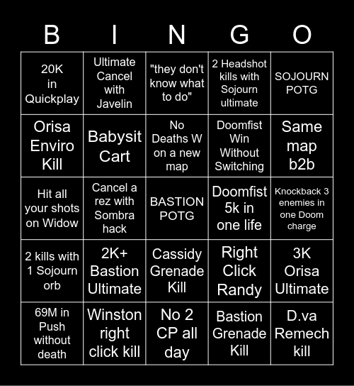 Emongg Overwatch 2 Beta Bingo Card