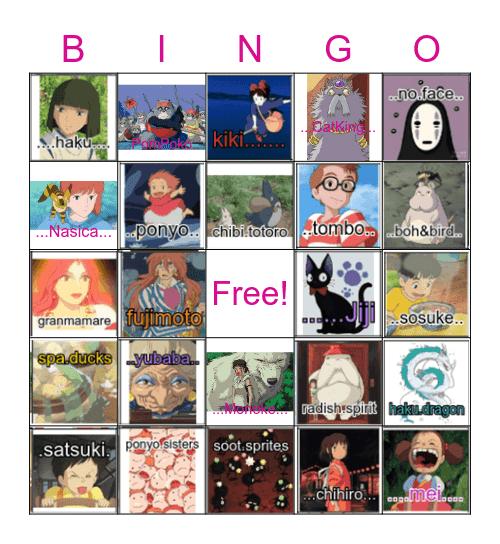 Ghibli Bingo Card