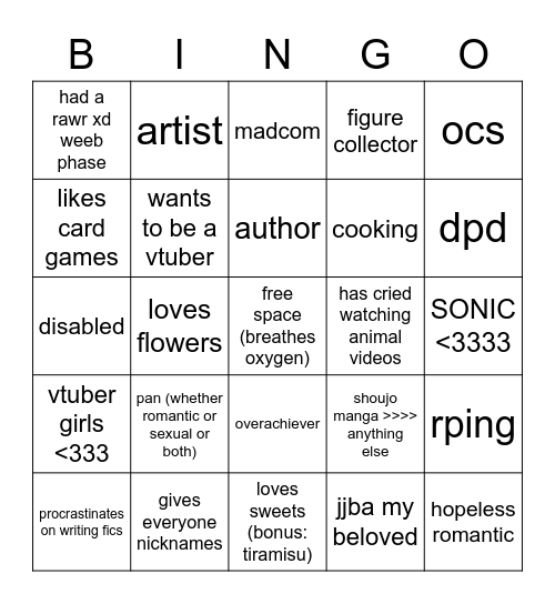marie bingo Card