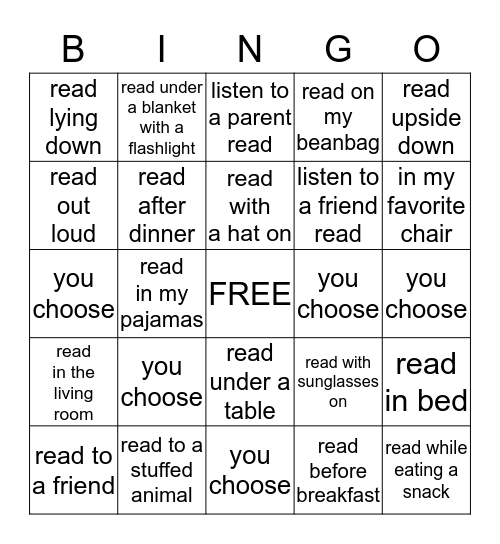 READING BINGO Card