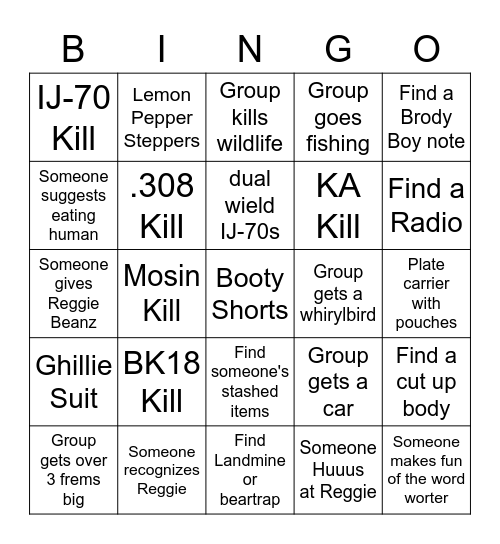 Reggie Bingo! Bingo Card