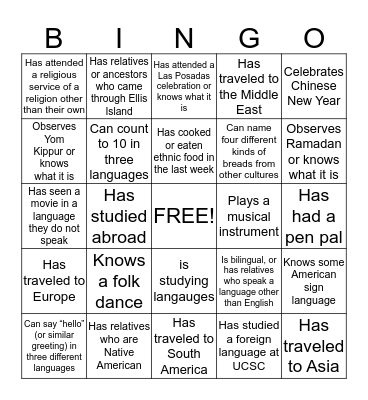OL Human Bingo Card