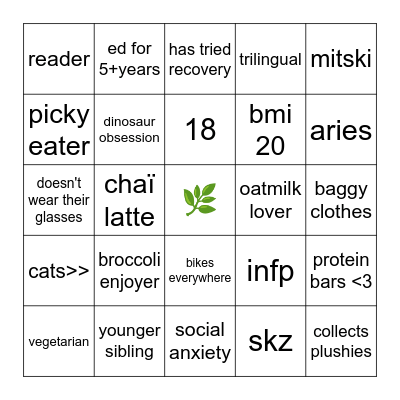 @cloudiescals' bingo :) Bingo Card