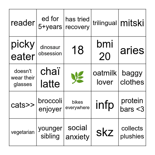 @cloudiescals' bingo :) Bingo Card