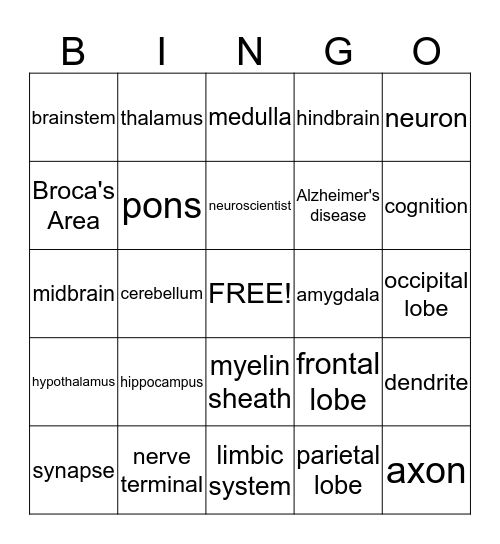 Brain Bingo Card