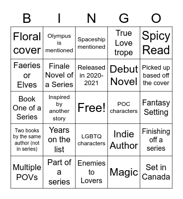 Unread Bingo Card