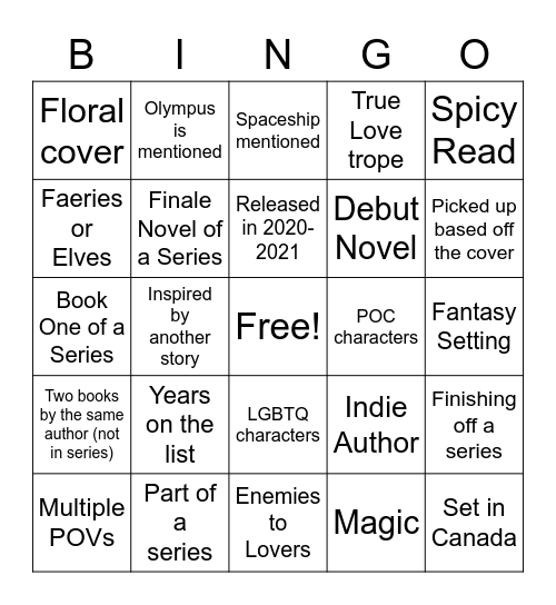 Unread Bingo Card