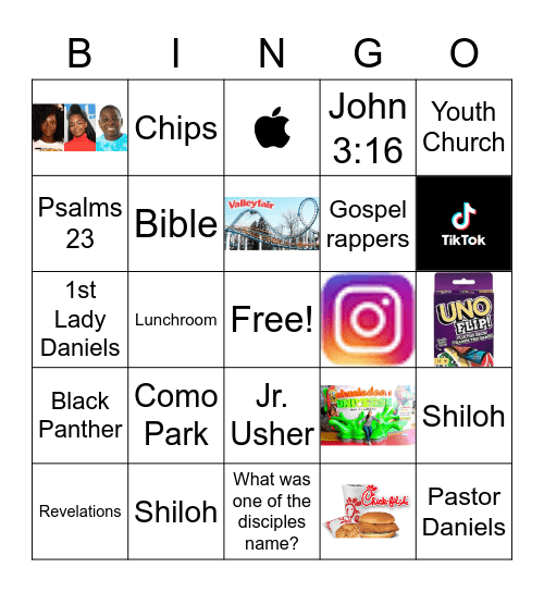 Shiloh Youth Ministry Bingo Card