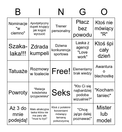 Hotel Paradise ostanie sezony Bingo Card