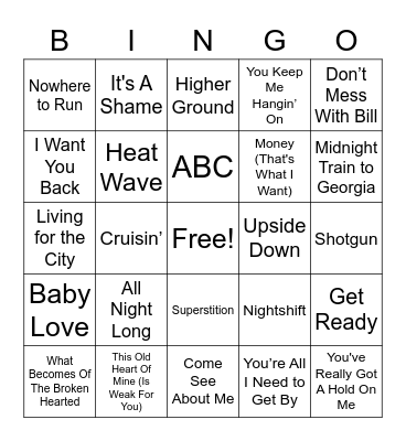 Motown Bingo Card