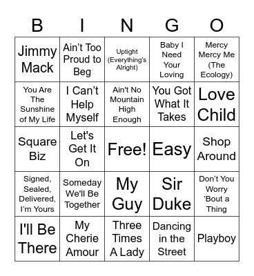 More Motown Bingo Card