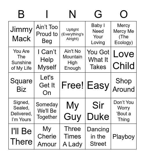 More Motown Bingo Card