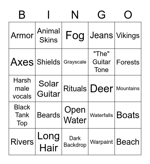 Nordic Metal Bingo Card