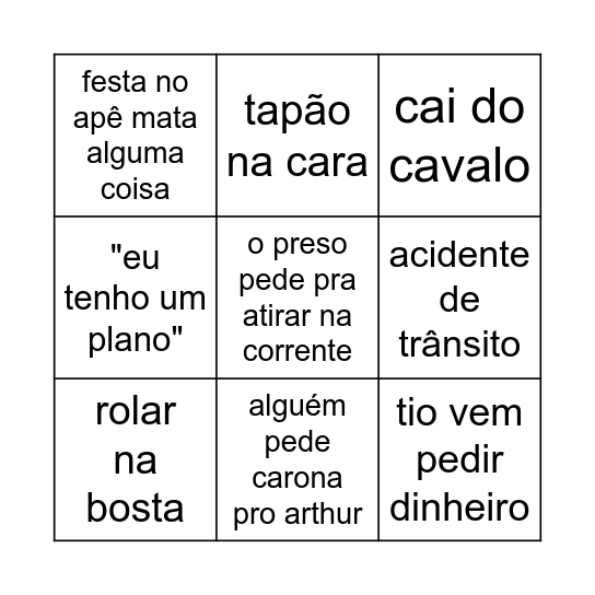 bingo do red dead do will Bingo Card