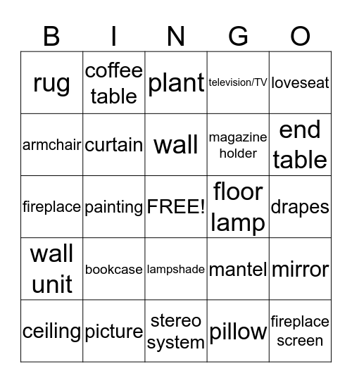 The Living Room  Bingo Card