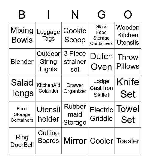 Gift Bingo Card