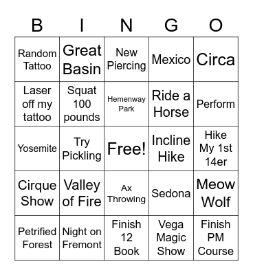 2022 Bingo Card
