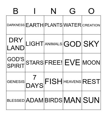 CREATION Bingo Card