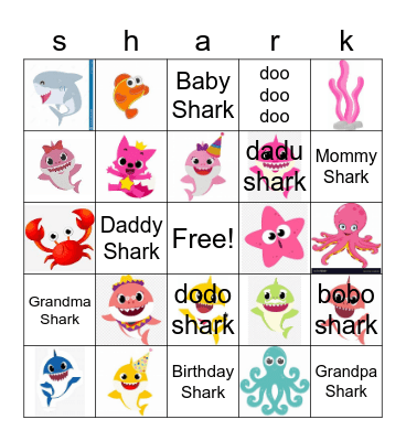 Baby Shark Bingo Card
