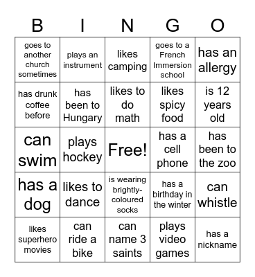 Find someone who... Bingo Card