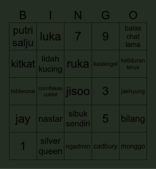 joj Bingo Card