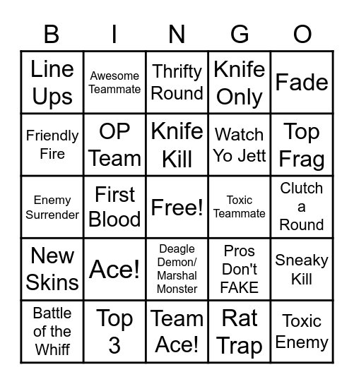 Valorant Bingo! Bingo Card