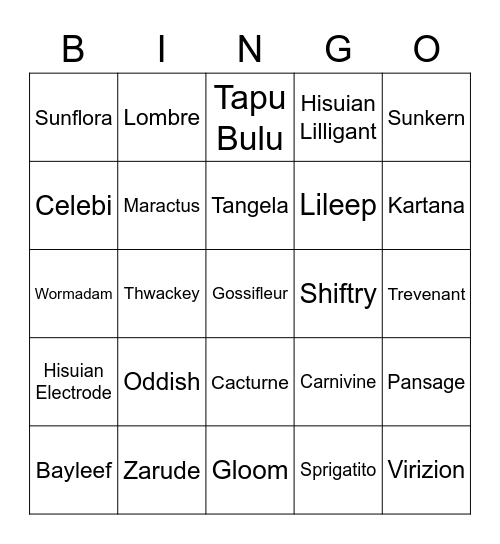 Glace's Bingo Card (Round 1) Bingo Card