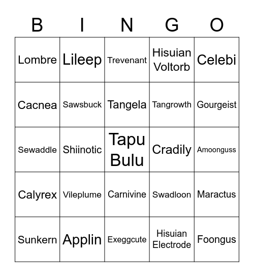 Andi Round 1 (Grass Types) Bingo Card