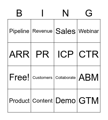 Tackle Marketing Bingo Card