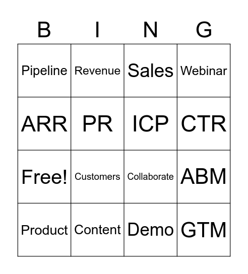 Tackle Marketing Bingo Card