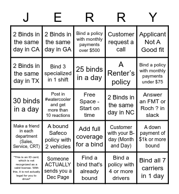 Binding Bingo! Bingo Card