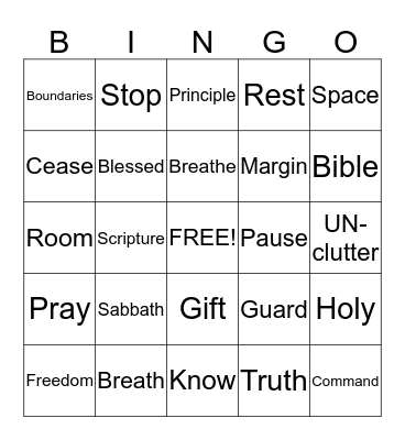 Breathe Bingo Card