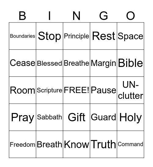 Breathe Bingo Card