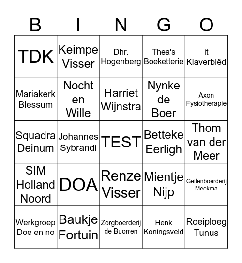 Bingo Deinum Bingo Card