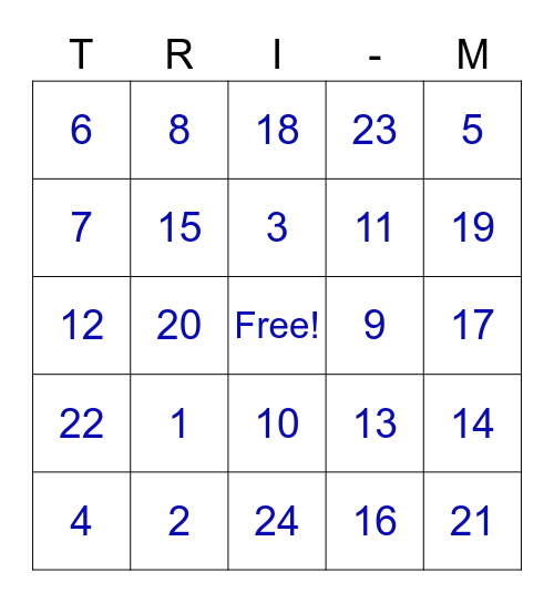 Tr(b)i(ngo)M Bingo Card
