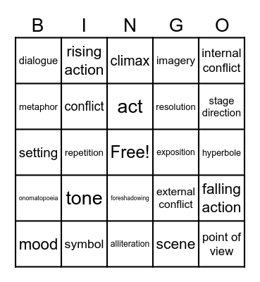 ELAR Bingo Card