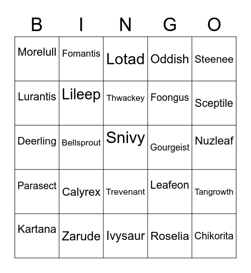 Ralfonic Round 2 [Grass types] Bingo Card