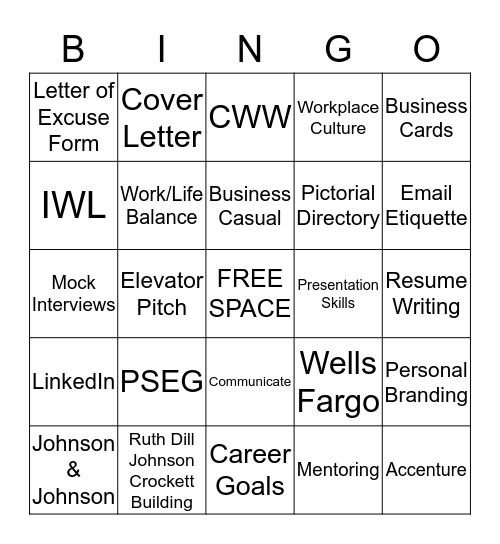 WINGS Orientation Bingo Card