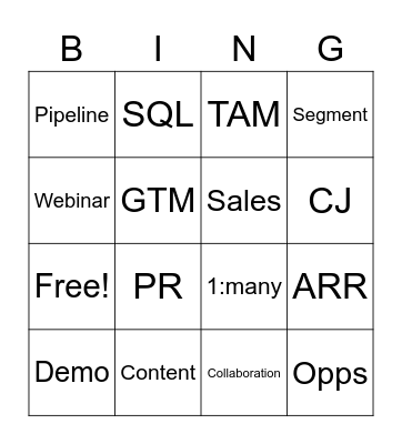 Marketing Offsite Bingo Card Bingo Card