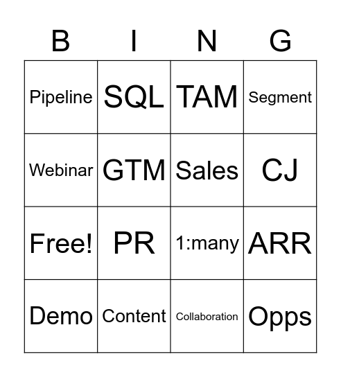 Marketing Offsite Bingo Card Bingo Card